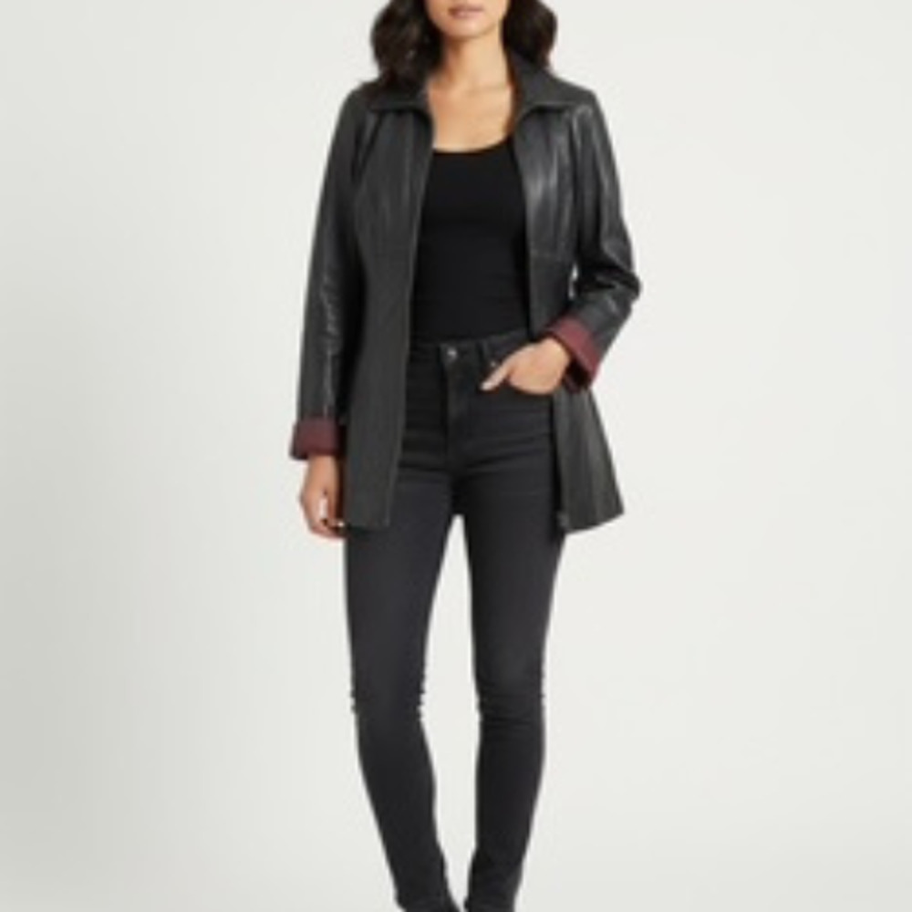 BLACK WILSONS WOMAN LEATHER JACKET SIZE M